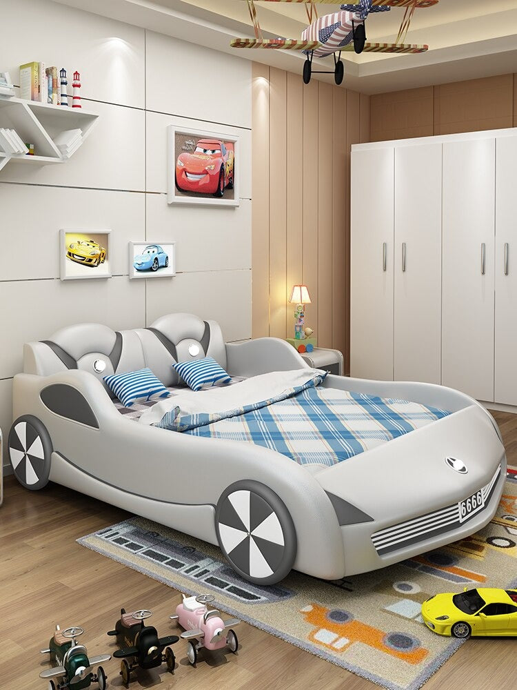 Kids Bed  Car Type Multifunctional Leather Bed