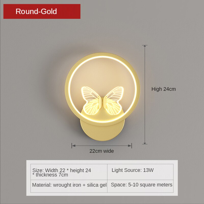 Wall Lamps Modern LED Sconce Butterfly Aisle Gold Bedside Corridor Wall Lights