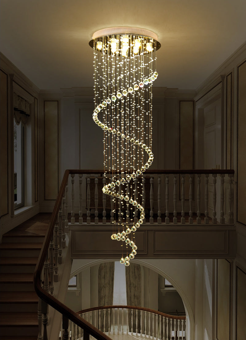 Chandelier New LED K9 Crystal Lights Long Staircase Chandeliers