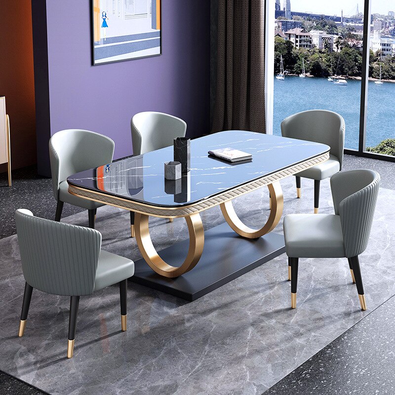 Dinning Tables Set Italian Stainless Steel Esstisch-Set Luxury Modern Marble Tables Sets