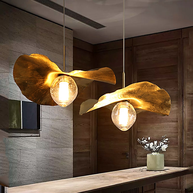 Pendant Light Nordic Modern Chandelier Lotus Copper Pendant Lights