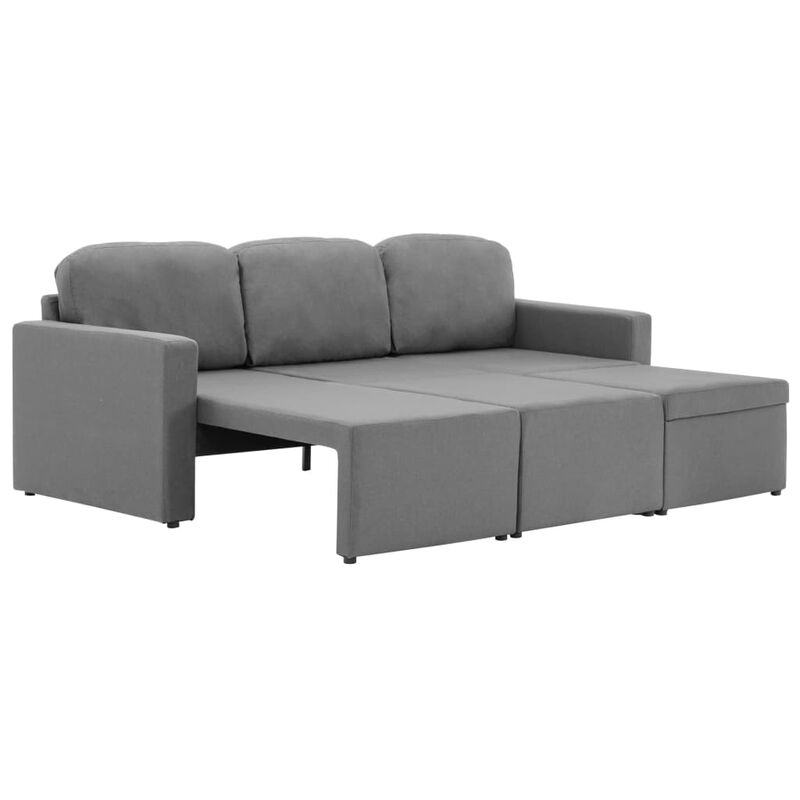 Sofa 3 Seater Modular Right Angle Cushion SofaBed Light Gray Sofas