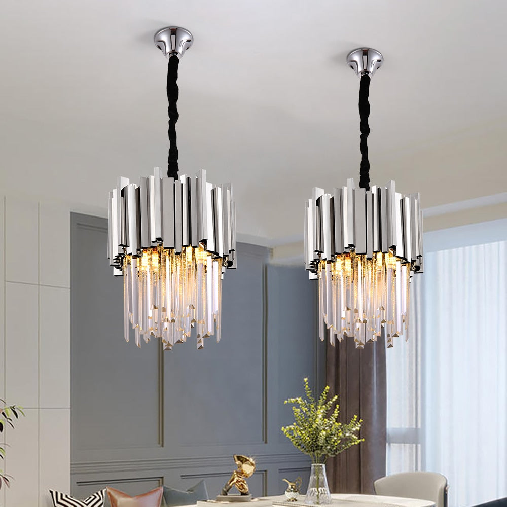 Pendant Light Modern Light Luxury Island Chain Cristal Light Stainless Steel Light Fixture Kronleuchter