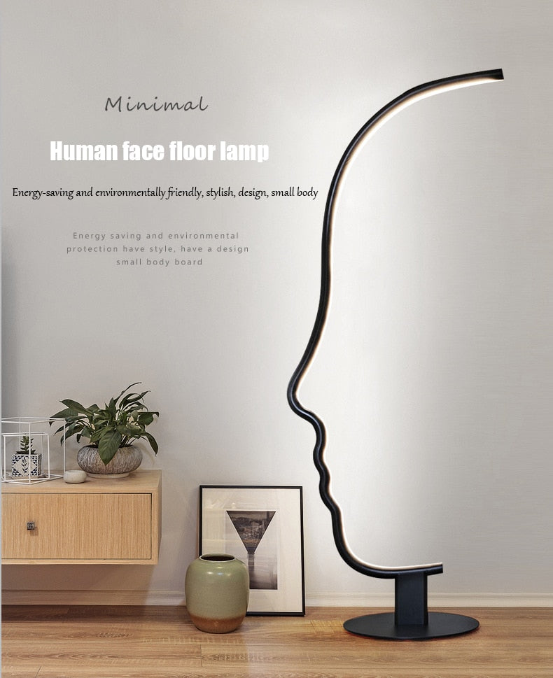 Floor Lamp Human Face Black Body LED Floor Lamp Home Decor Stehlampe