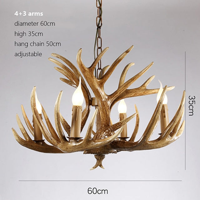 Chandelier American Country Antler Candle Antler Lighting LOFT Resin Deer Horn Chandeliers