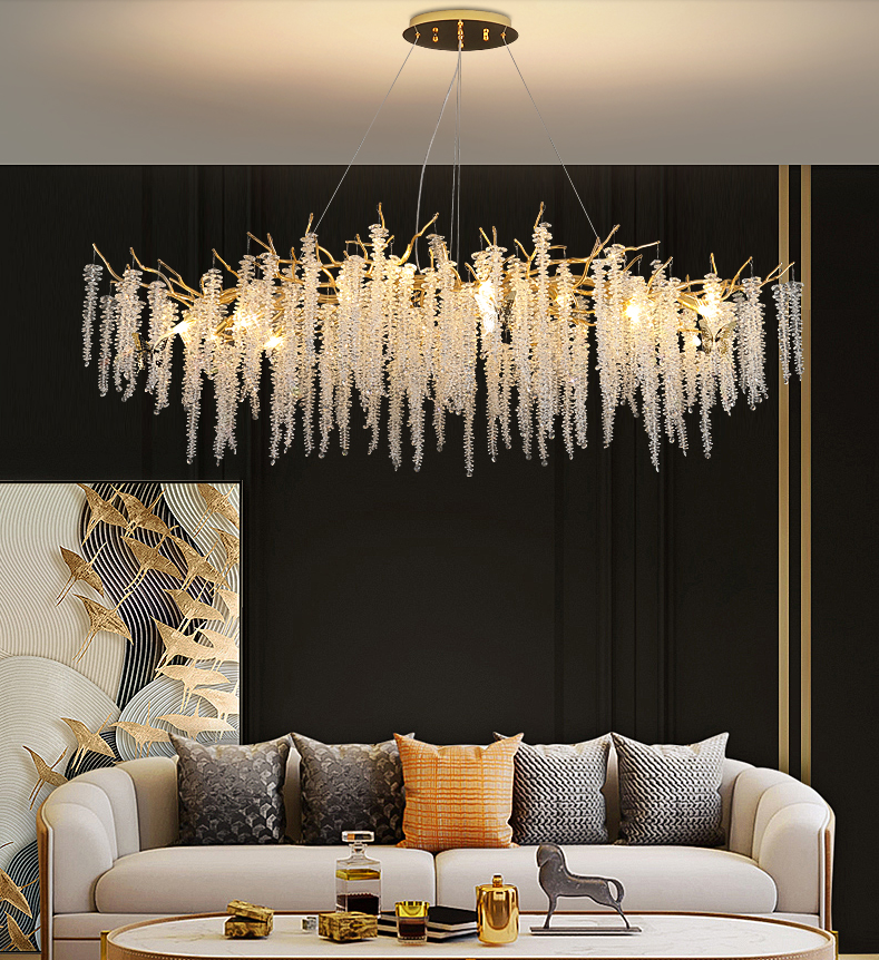 Chandelier Crystal Strip Art Creative Branch Living Room Lighting Chandeliers