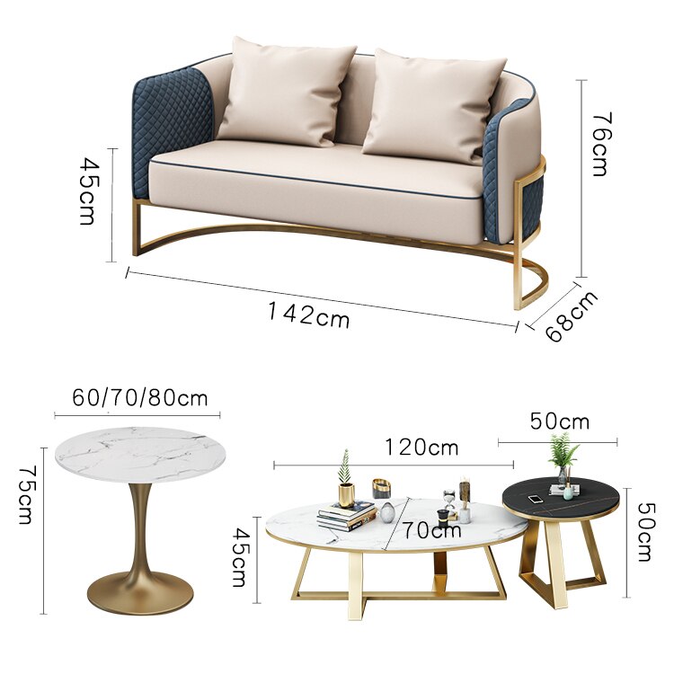 Sofa Sets Nordic Living Room Hotel Lobby Leisure Table Sets 