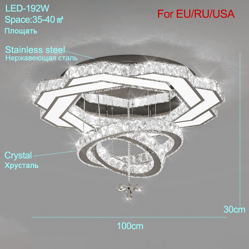 Ceiling Light Modern Сhrome Crystal LED Lustres Ceiling Lights