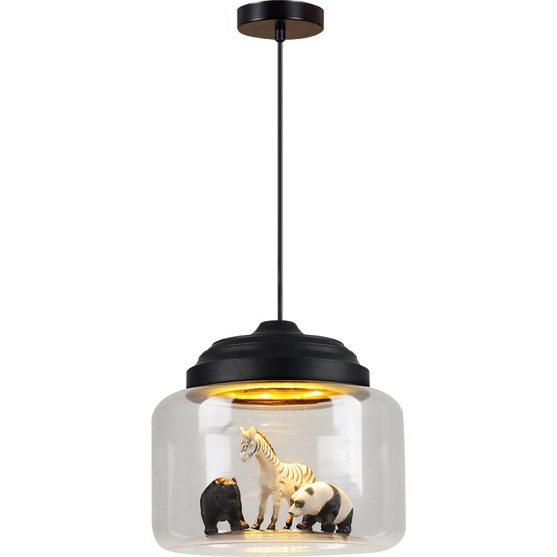 Children's Room Lighting Modern LED Glass Lampshade Animal Lighting Decor Pendant Lights