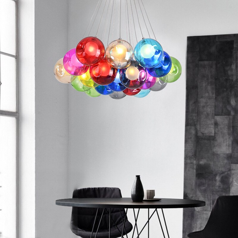 Children's Room Lighting Creative Glass Light Colorful Pendant Lamps Kids Room Hanging Lights