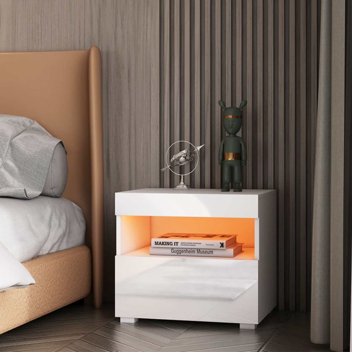 Bedside Cabinet Modern Bedroom Furniture RGB LED Nightstands