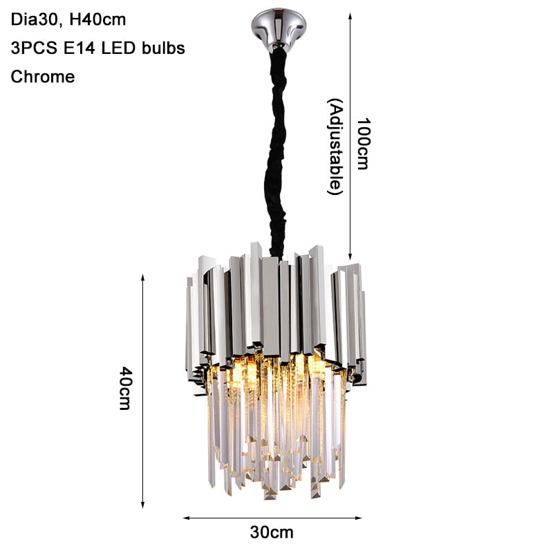 Pendant Light Modern Light Luxury Island Chain Cristal Light Stainless Steel Light Fixture Kronleuchter