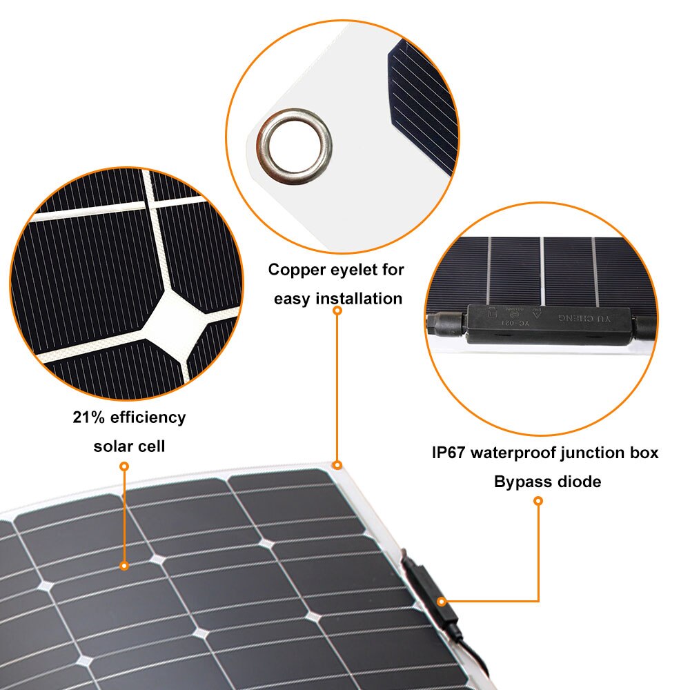 Solar Panel Complete Energy Kit Photovoltaic Flexible Set Battery Motorhome Charger