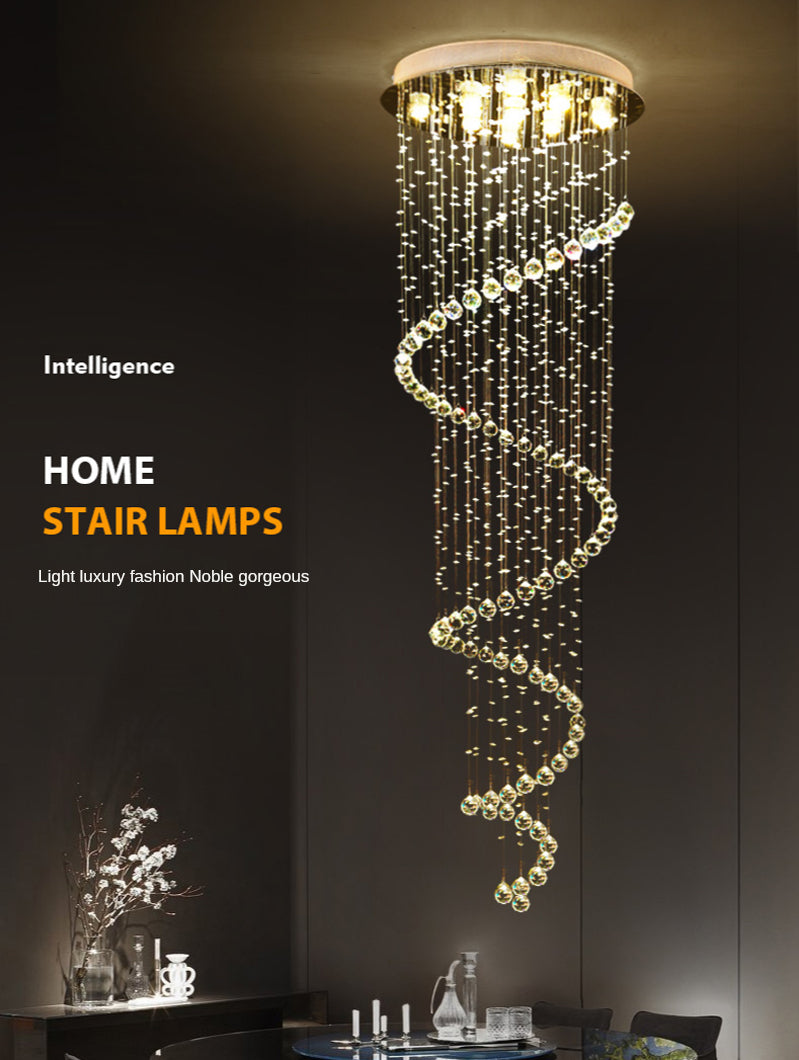 Chandelier New LED K9 Crystal Lights Long Staircase Chandeliers