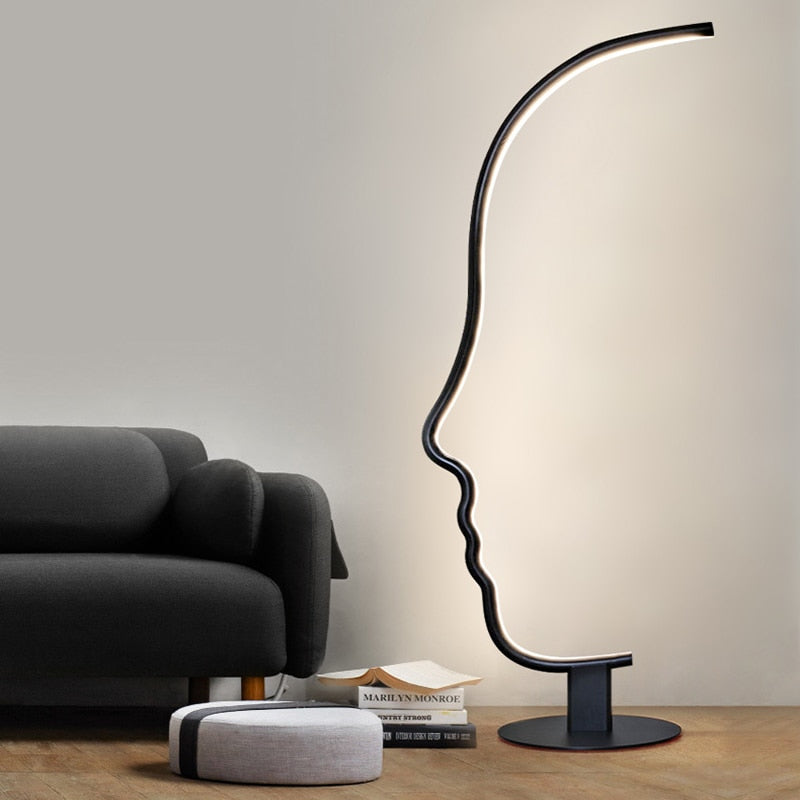 Floor Lamp Human Face Black Body LED Floor Lamp Home Decor Stehlampe