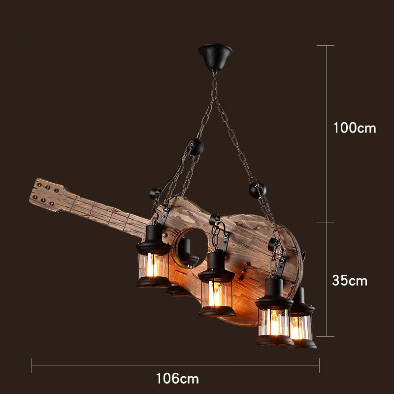 Pendant Light Antique Industrial Retro Wood E27 LED Ceiling Chandelier Wood Pendant Lights