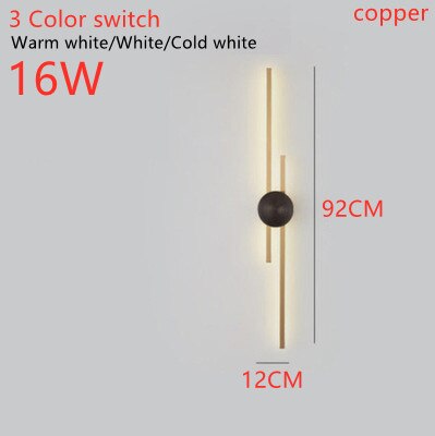 Wall Lamps Surface Mount Minimalist LED Long Coppe Wall Lights