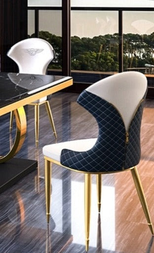 Dining Chairs Sets Modern Luxury French Leather Esszimmerstühle Stainless Steel Gold Legs Wing Chair