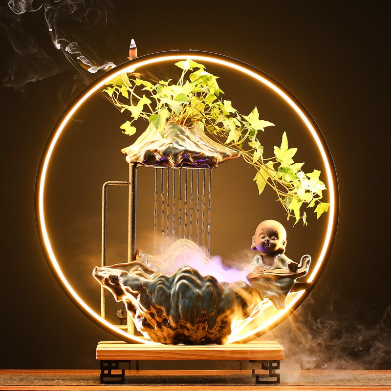 Incense Burner Zen Waterfall Retro Led Incense Burner Decorative Art