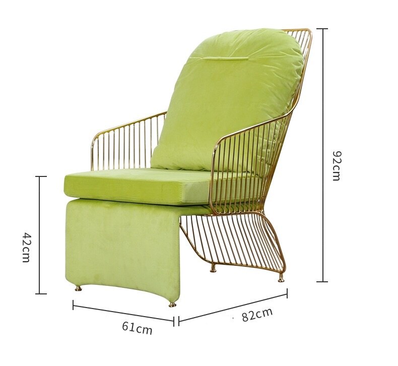 Wing Chair Chrome Golden Metal Wire Outdoor Wingchairs Leisure Lounge Sessel