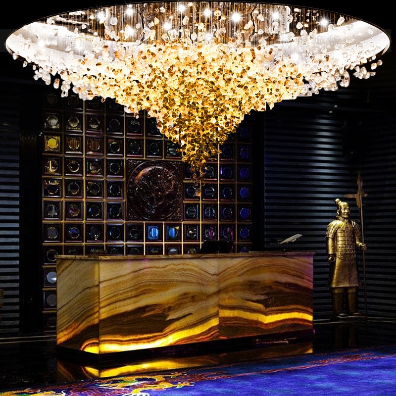 Chandelier Living Room Lobby Creative Crystal Lights Stone Fixture Color Cristal Lustre Chandeliers