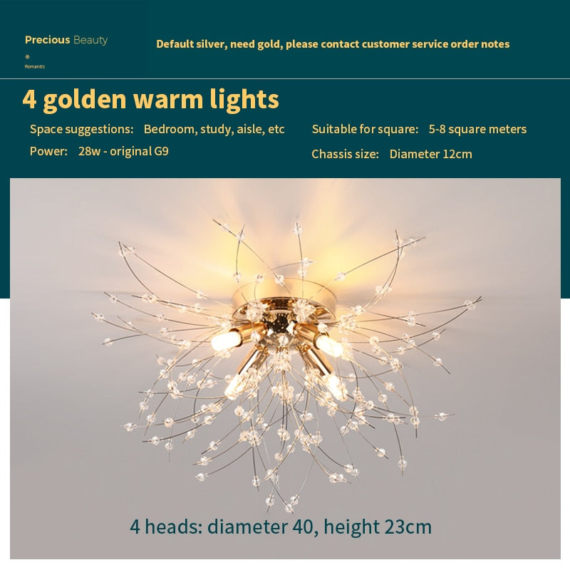 Ceiling Lights Dandelion Crystal Creative Starburst Chandeliers