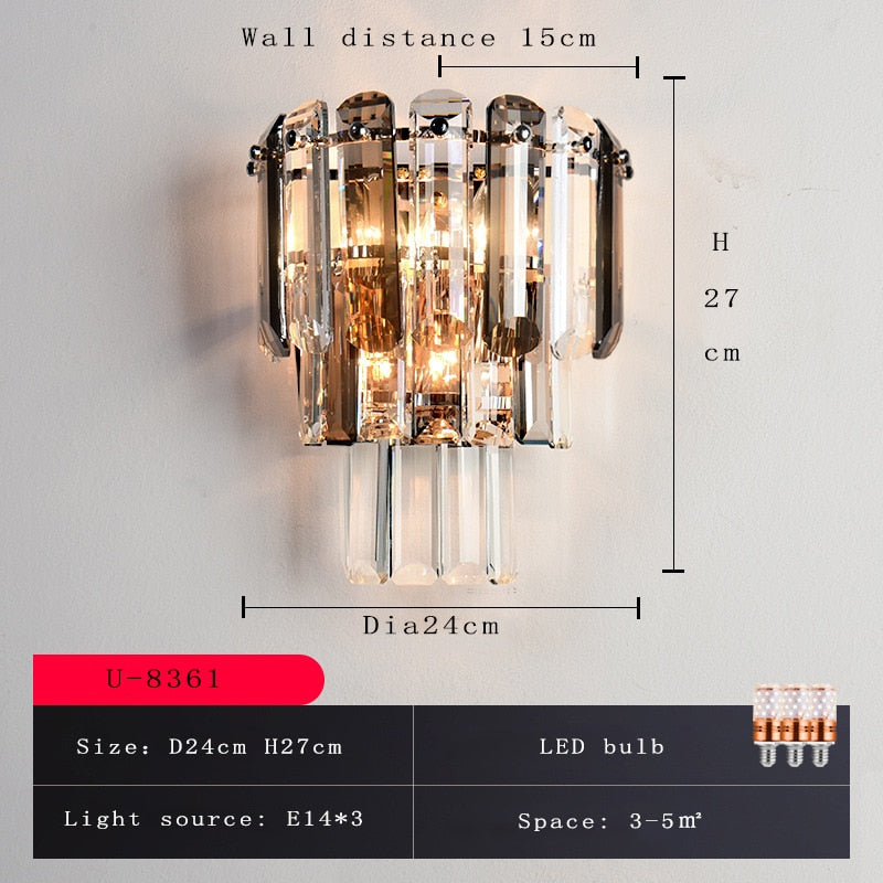 Wall Lamps Modern Minimalist Style Crystal Bedside Corridor Wall Lights