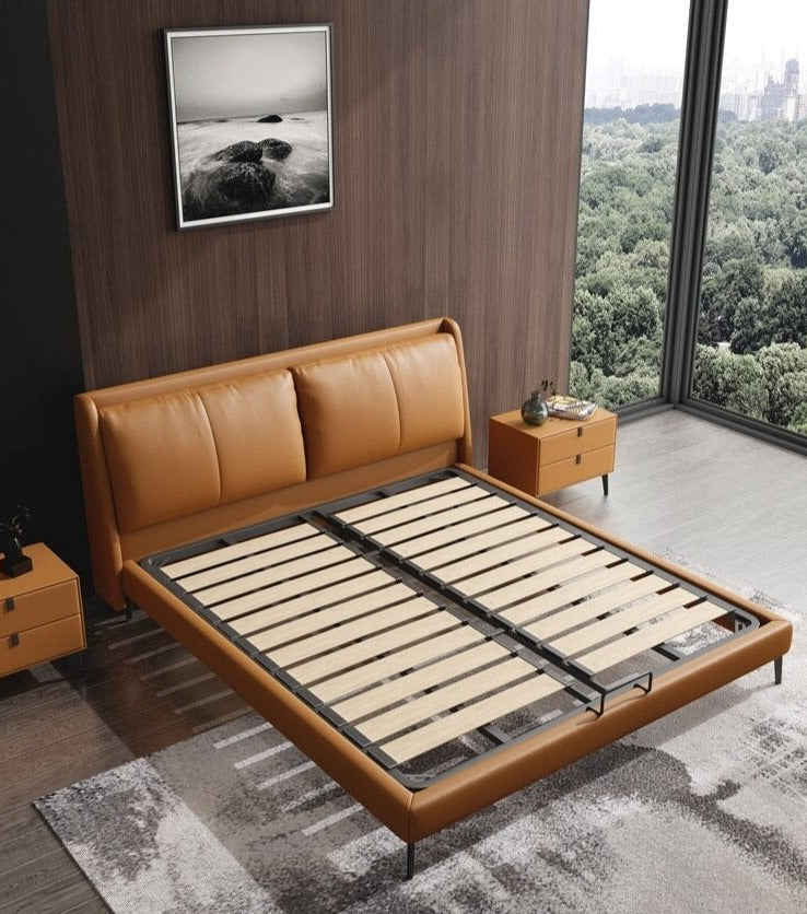 Master Bedroom Bed Italian Minimalist Leather Double Bed Luxury Nordic Soft Bed Sets