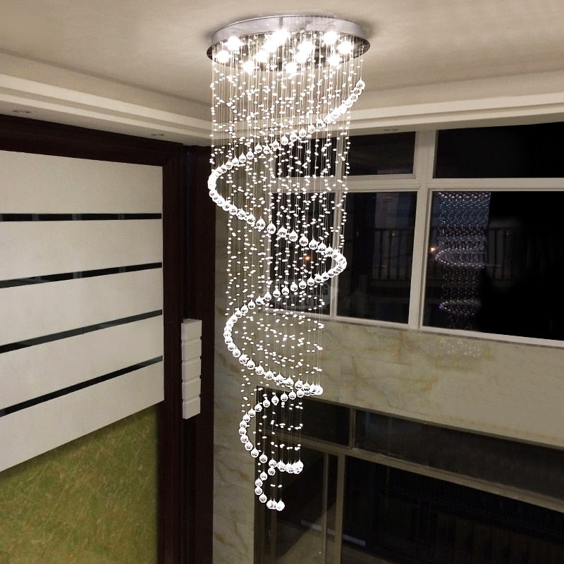 Chandelier New LED K9 Crystal Lights Long Staircase Chandeliers