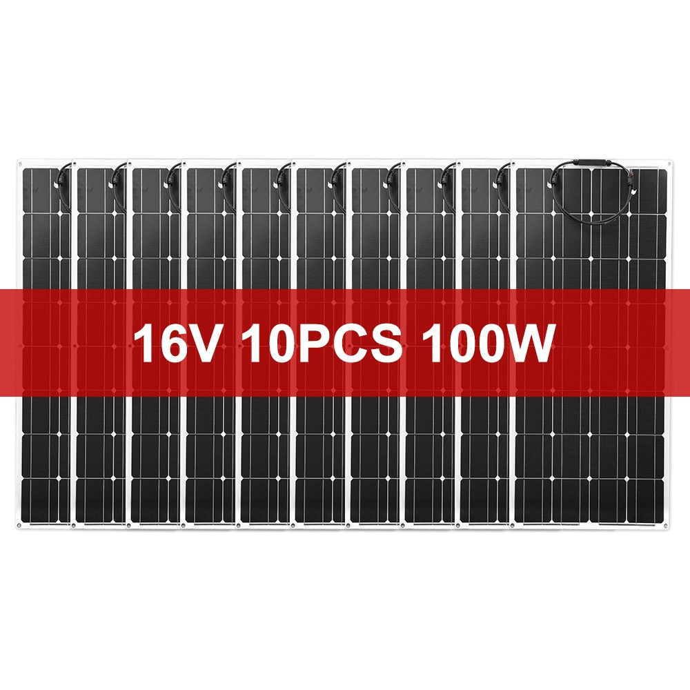 Dokio 18V 10pc 100W Flexible Solar panel Monocrystalline Solar Panel For Car/Home Waterproof Charge 12V 1000W Solar Panel