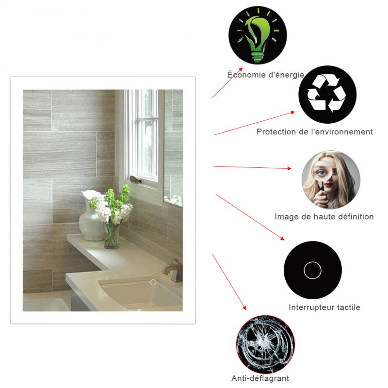 Smart Mirror LED Badezimmerspiegel Bathroom Smart Rectangular High Quality Refection LED Vanity Mirror Anti-Fog