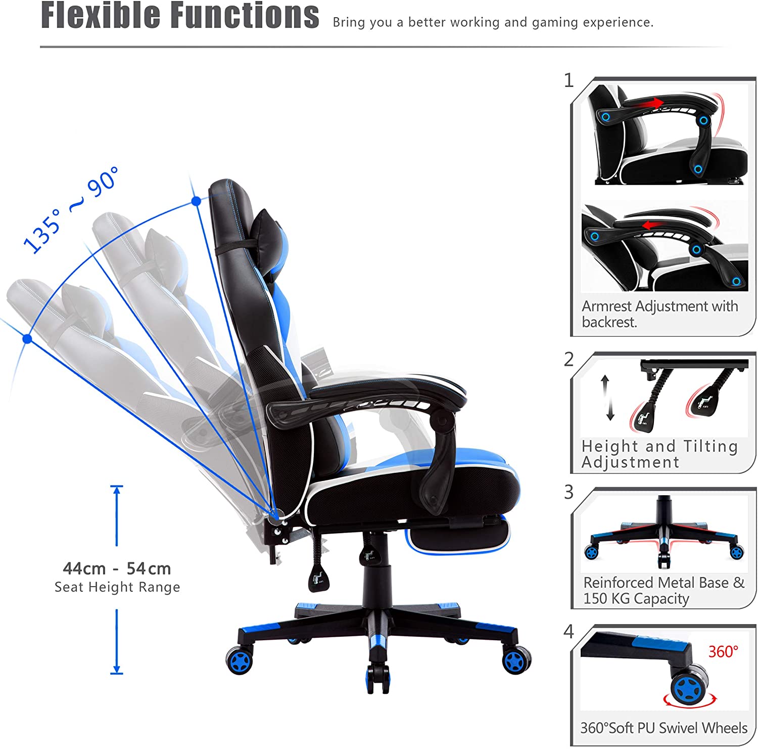 Game Chair Computer Gaming Chair With Ergonomic High Back Gamers Chairs