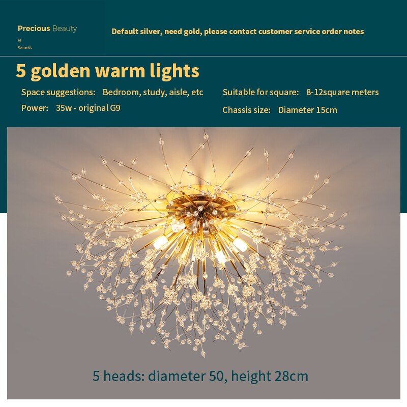 Ceiling Lights Dandelion Crystal Creative Starburst Chandeliers