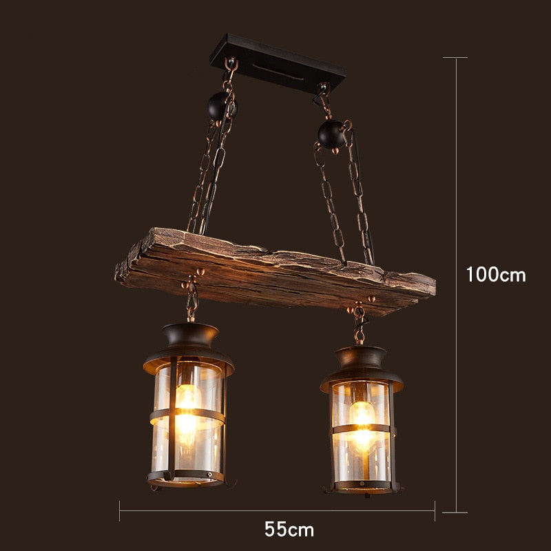 Pendant Light Antique Industrial Retro Wood E27 LED Ceiling Chandelier Wood Pendant Lights