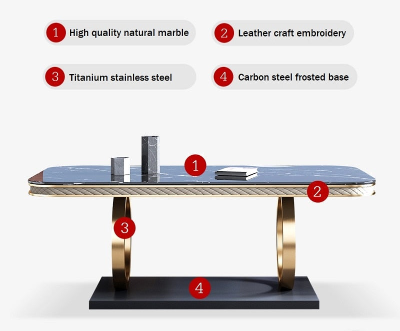 Dinning Tables Set Italian Stainless Steel Esstisch-Set Luxury Modern Marble Tables Sets