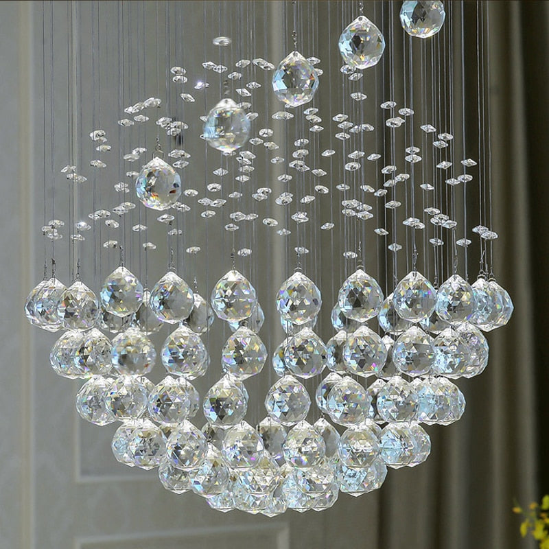 Chandelier Spiral LED Living Room Vitrine Crystal Lighting Lamps Chandeliers