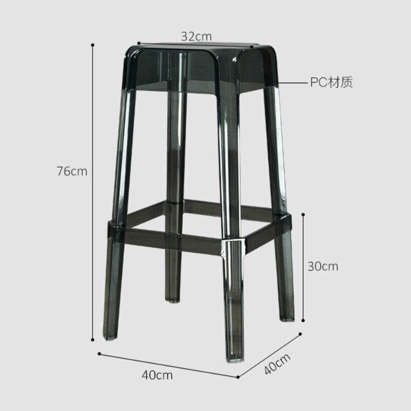 Ghost Chairs Nordic Stools Square Creative Transparent Plastic Chair Crystal Acrylic Stool