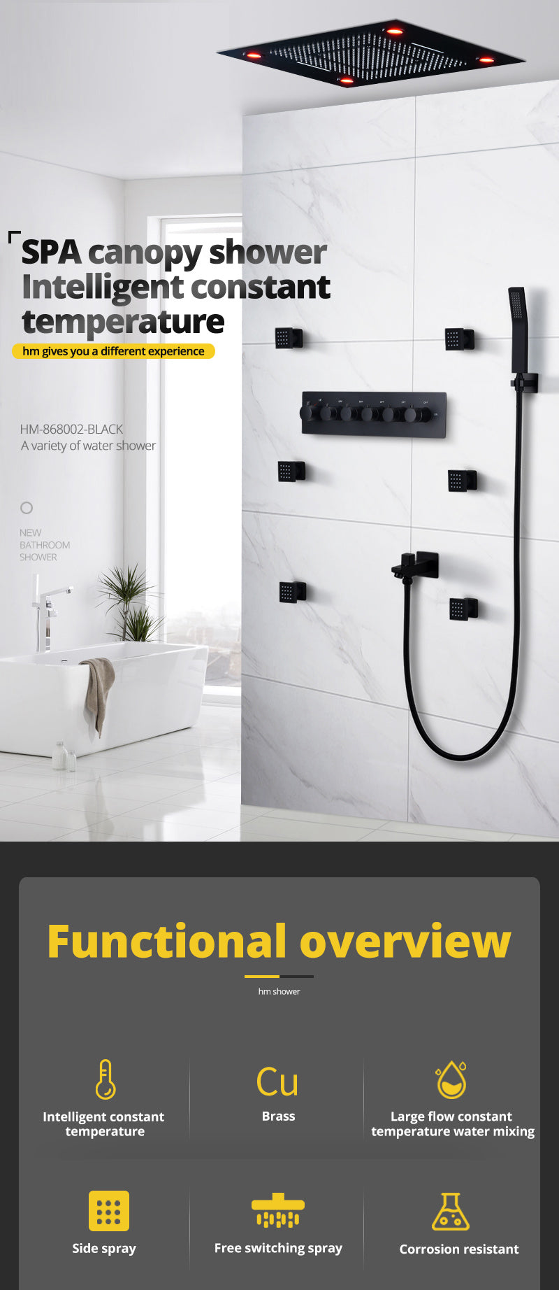 Shower Systems Duscharmatur Schwarz Matt Bad Accessoires//Shower Tap