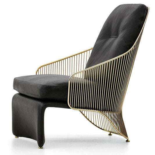 Wing Chair Chrome Golden Metal Wire Outdoor Wingchairs Leisure Lounge Sessel