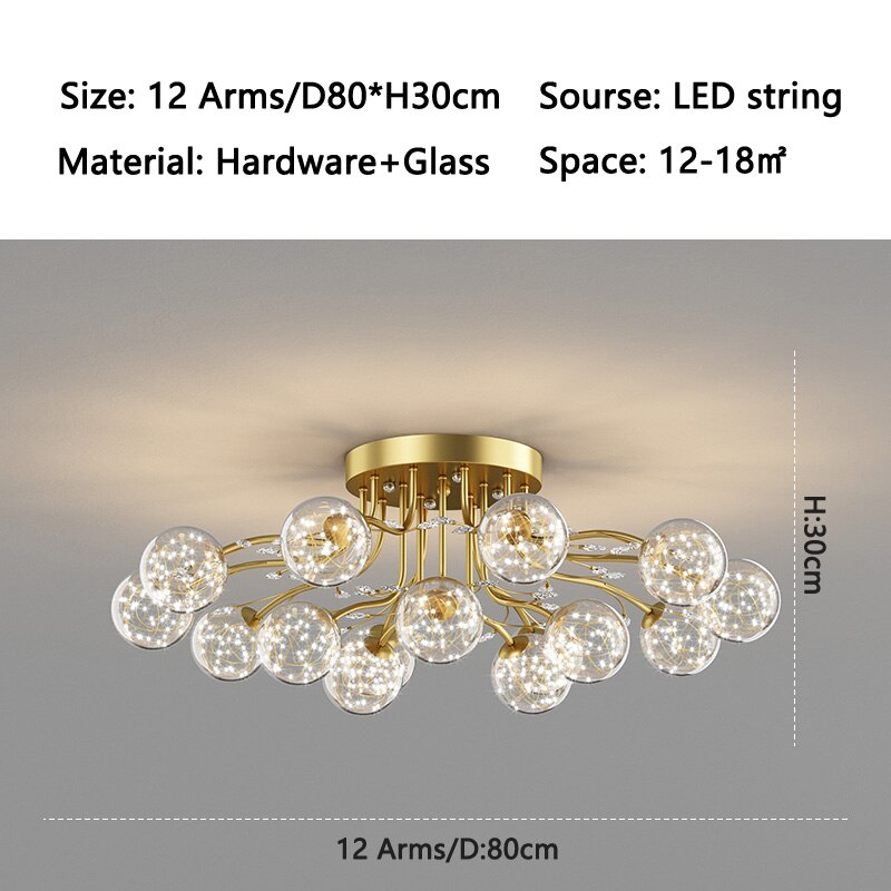 Chandelier Nordic Glass Ball G9 Led Ceiling Lights Crystal Ceiling Lamps Chandeliers