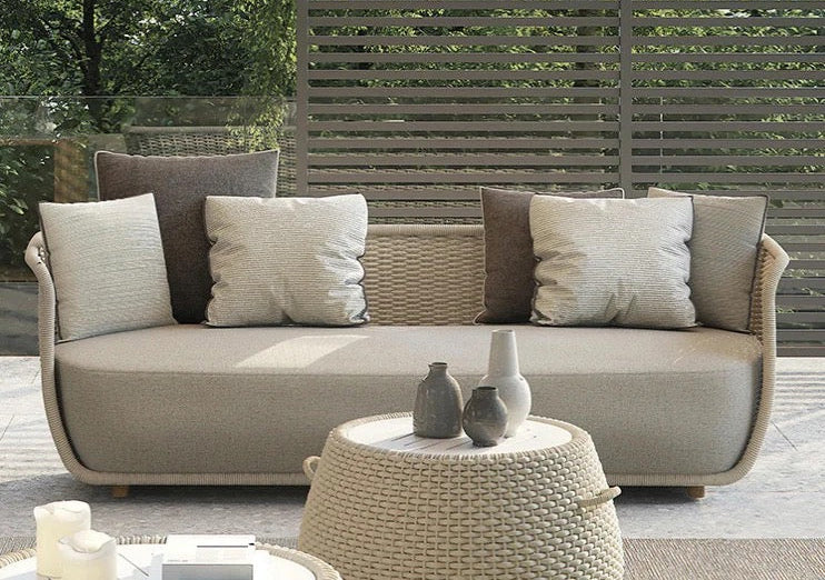 Outdoor Furniture Set Courtyard Villa Outdoor Garden Rattan Sofa Set Nordic Design Outdoor Rattan Sectional Sofa Units