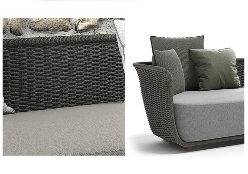 Outdoor Furniture Set Courtyard Villa Outdoor Garden Rattan Sofa Set Nordic Design Outdoor Rattan Sectional Sofa Units