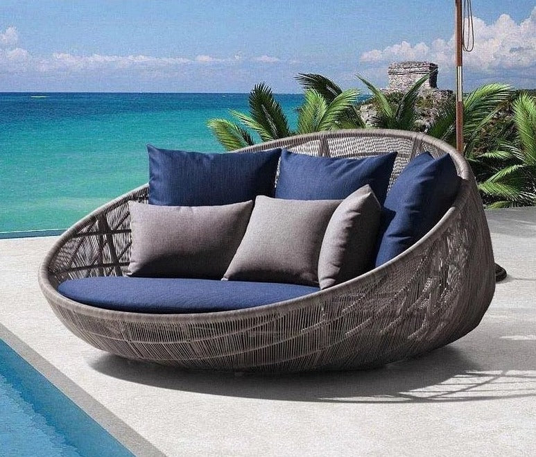 Outdoor Furniture Set Balcony Garden Leisure Round Rattan Sofa Couch