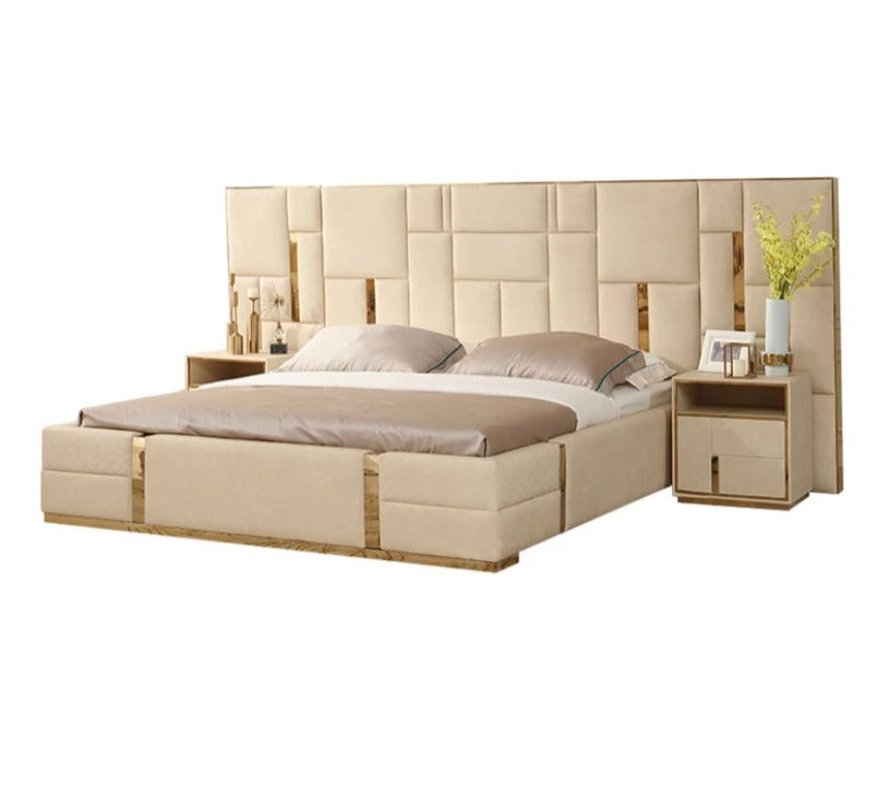 Luxury Bedroom Modern King Bed Italian Design Leather Upholstered King Size Luxury Bett