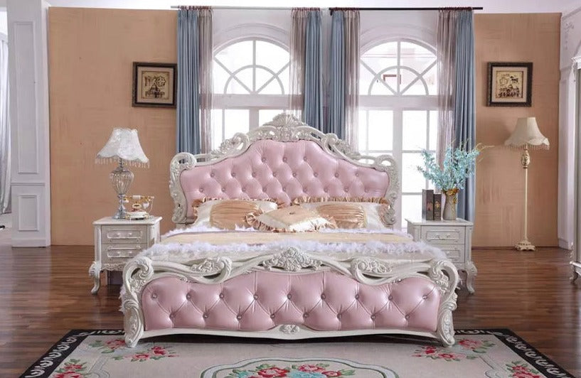 Double Beds Vintage Genuine Luxury Leather King Size Bed Double King Queen Beds Wooden Betten