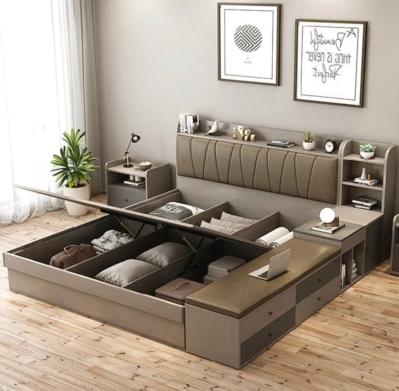 Double Beds Space Saving Bedroom Furniture Double Tatami Led Bett Designs Frame Luxurious Storage Beds