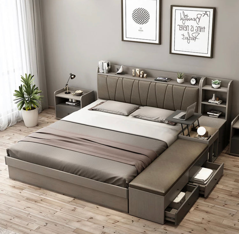 Double Beds Space Saving Bedroom Furniture Double Tatami Led Bett Designs Frame Luxurious Storage Beds