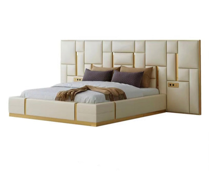 Italian Minimalist Leather Master Bedroom Modern Light Luxury Double Bed High End Bett