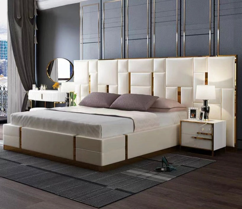 Italian Minimalist Leather Master Bedroom Modern Light Luxury Double Bed High End Bett