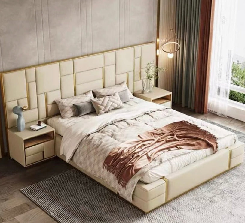 Italian Minimalist Leather Master Bedroom Modern Light Luxury Double Bed High End Bett